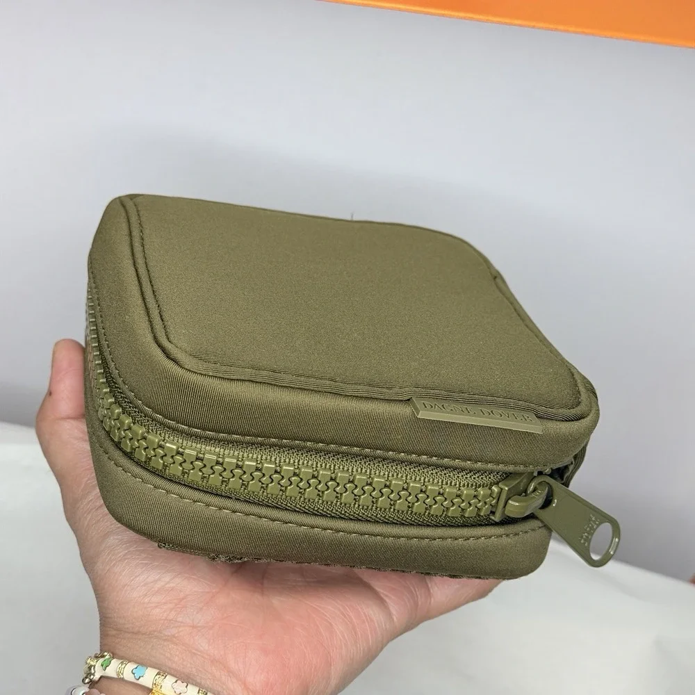 Dagne Dover Hunter Small Toiletry Bag Dark Moss Green Neoprene Travel Pouch